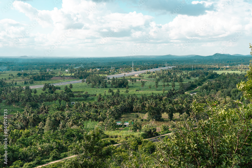 Obraz premium Hill station of India Wayanad where buses and trucks coming through the hair pin curved roads