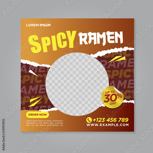 Spicy Ramen Restaurant social media banner post design template