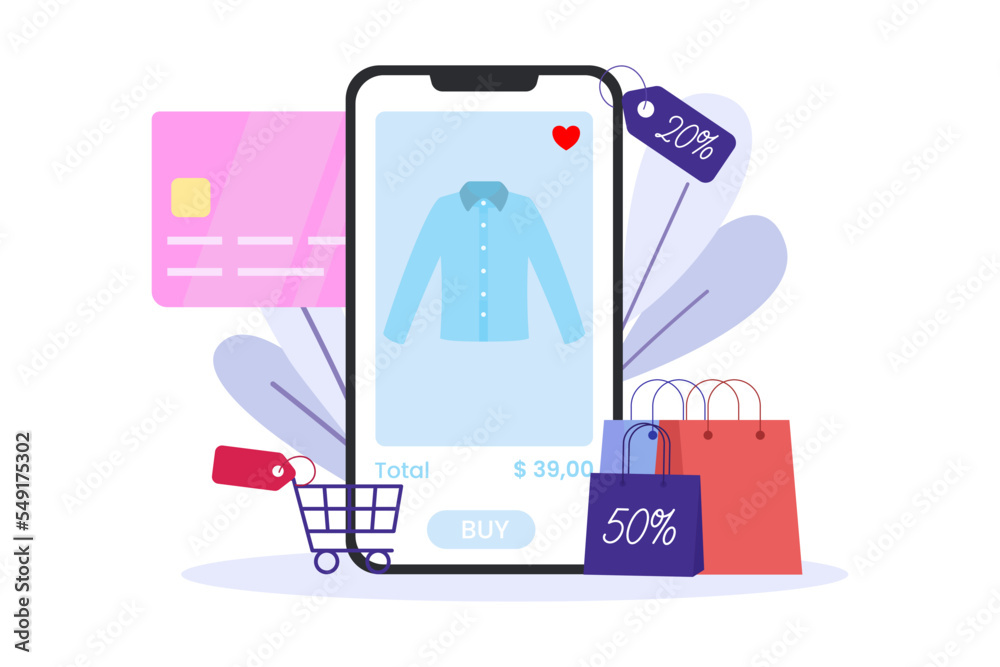 The product catalog on the mobile screen, promote mobile shopping concept for banner, webpage.