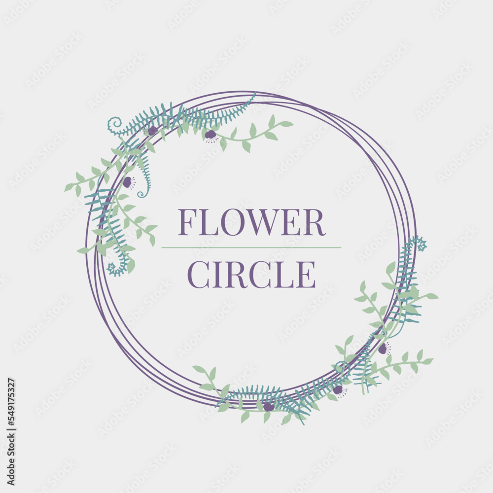 Obraz premium Greeting Card bouquet of purple flower and fern leaf. Botanical natural vector Illustration,element for invitation,wedding, card, poster.