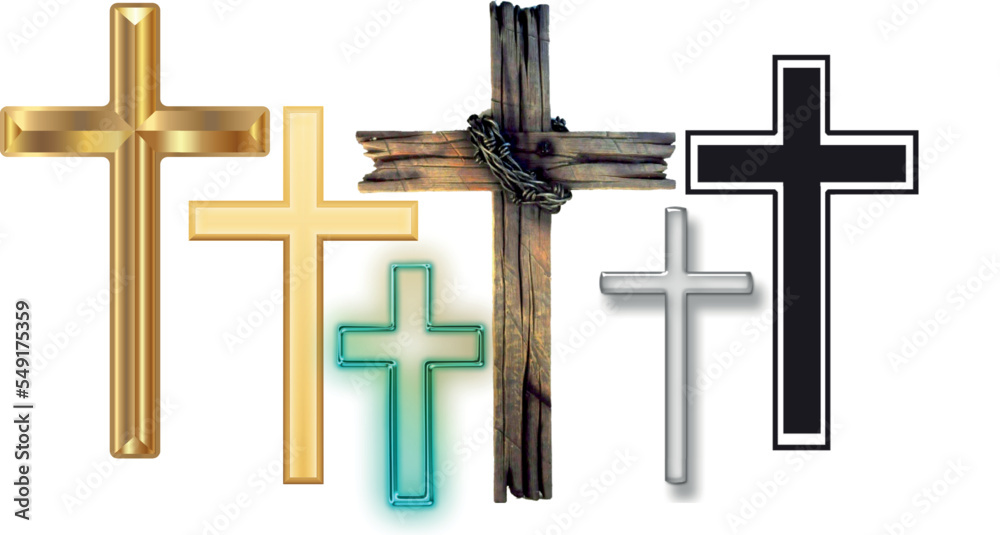 Set of isolated christian cross or religion sign flat design Set of isolated christian cross or religion sign flat design