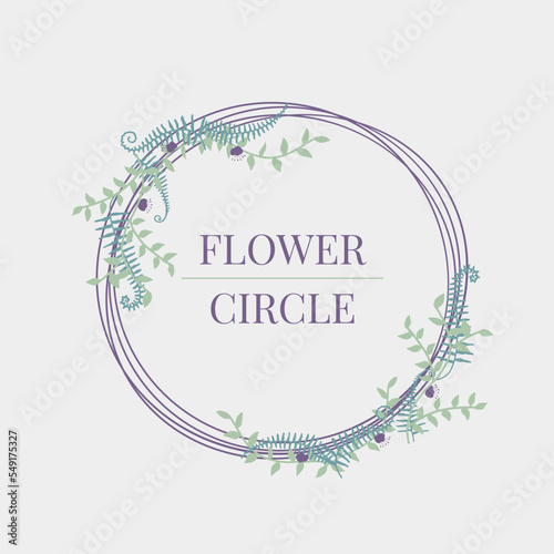 Greeting Card bouquet of purple flower and fern leaf. Botanical natural vector Illustration,element for invitation,wedding, card, poster.