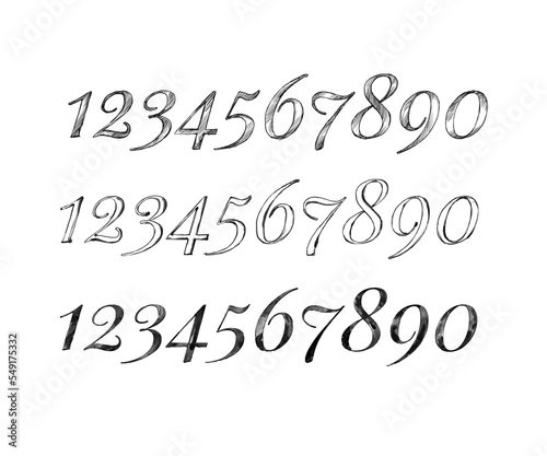 Zahlen von 0 bis 9 in verschiedenen Stilen