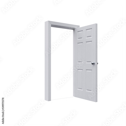 White 6 Panel Open Door isolated