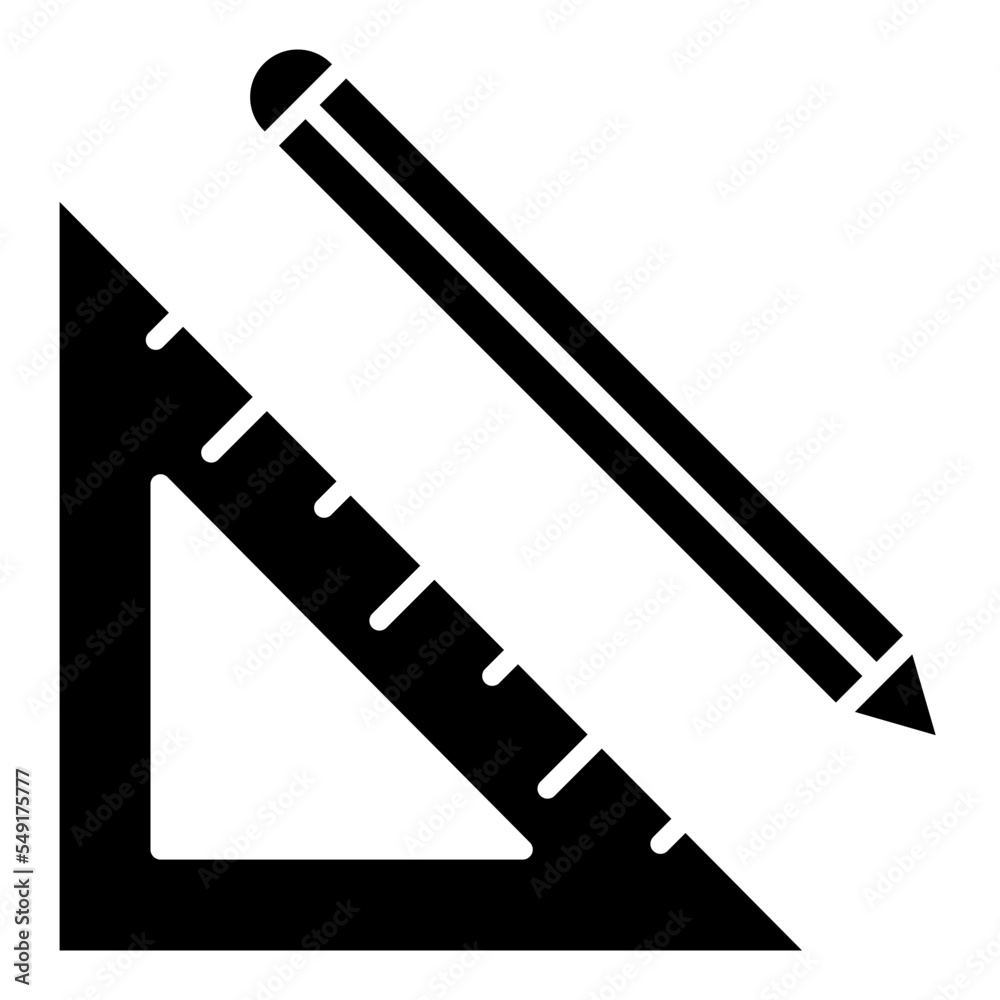 pencil with ruler triangle icon