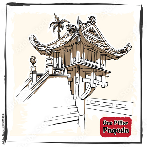 One Pillar Pagoda - Hanoi, Vietnam. pagoda spirit icon