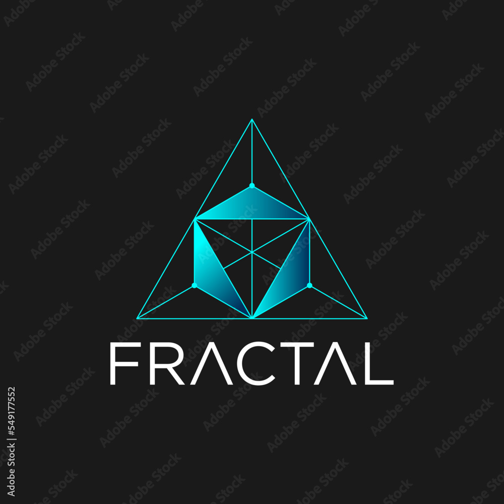 Modern Geometric Fractal Logo Design Vector for Crypto Fund Company Business. Template Digital Finance Technology, Futuristic Sign Exchange Coin