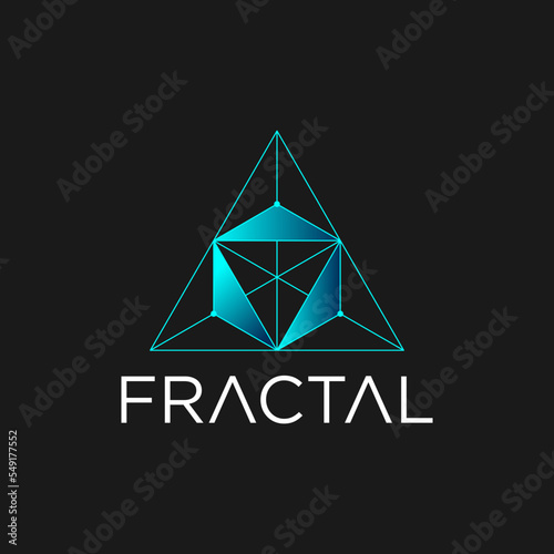 Modern Geometric Fractal Logo Design Vector for Crypto Fund Company Business. Template Digital Finance Technology, Futuristic Sign Exchange Coin