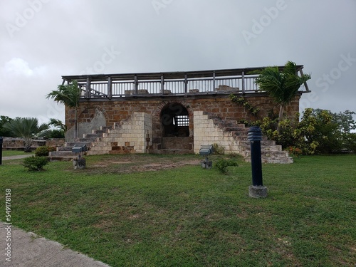 View of structure on top of Dow's Hill Interpretation Centre, National park in Antigua and Barbuda