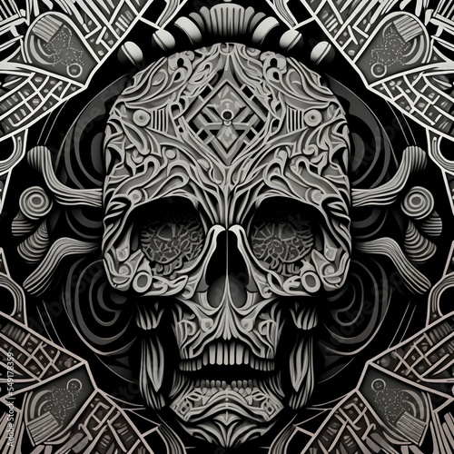 Midjourney abstract render of a mockup human skull