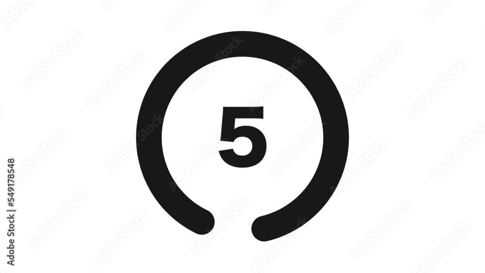 10 seconds black and white animated indicator countdown timer. Circle shaped stylish smooth tailed line animation. Black colour on white background.