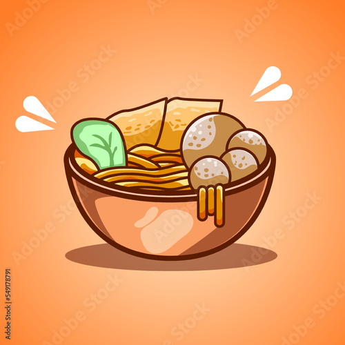 Premium vector l draw bakso vector illustration cartoon.