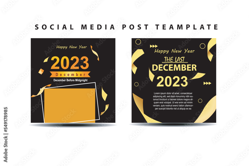2023 happy new year social media post template with modern design collection. suitable for Web banner and flyer, social media post design vector Teamplate 2023 happy new year social media post template with modern design collection. suitable for Web banner and flyer, social media post design vector Teamplate