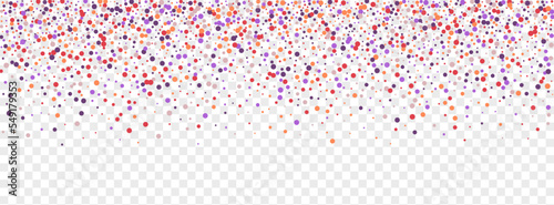 Bright Geometric Background Transparent Vector. Confetti Top Frame. Colorful Parade. Rainbow Element Gift. Polka Festive Design.