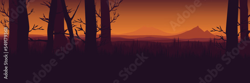 countryside mountain landscape scenery vector illustration good for wallpaper, background, backdrop, banner, and design template  © FahrizalNurMuhammad