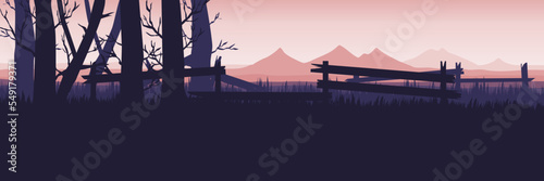 countryside mountain landscape scenery vector illustration good for wallpaper  background  backdrop  banner  and design template 