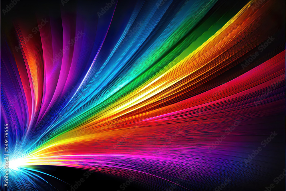 abstract colorful background, rainbow spectrum, glowing light rays as ...