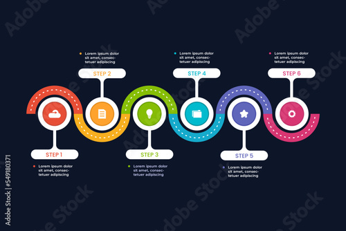 6 steps roadmap with icons infographic template for business presentation banner