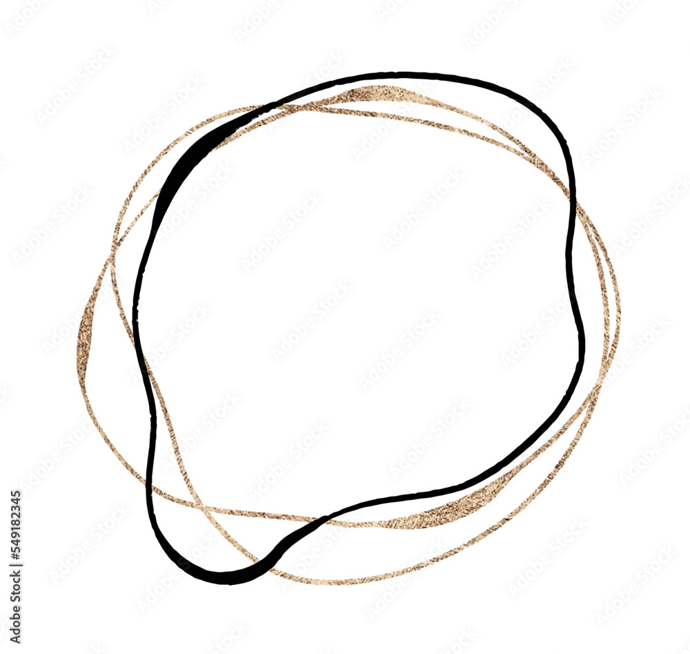 Abstract line art modern elements. Gold and black decoration shapes Abstract line art modern elements. Gold and black decoration shapes