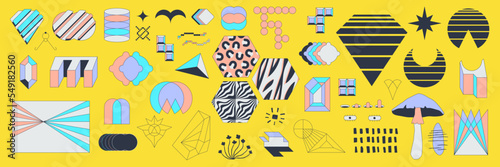 Fashion digital illustration set. Stylish geometric and abstract objects