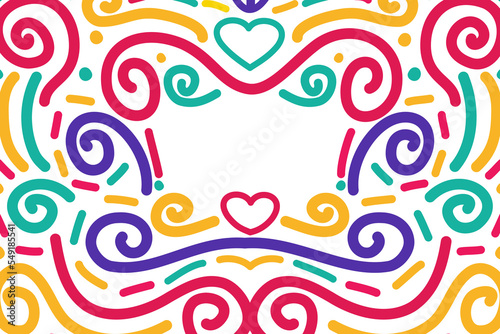 Cinco de mayo line art pattern for copy space background. Colorful swirl outline for poster and banner. 