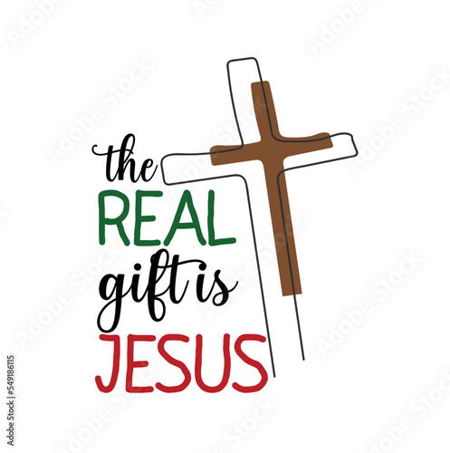 jesus christ cross, the real gift is jesus, merry christmas Tshirt