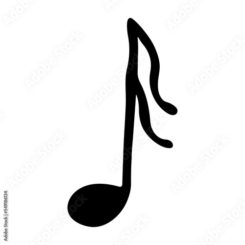 Music note doodle. Hand drawn musical symbol. Single element for print, web, design, decor, logo