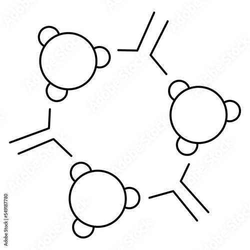 Intercellular signaling. Modern minimal black thin line vector icon isolated on transparent background. Line thickness editable
