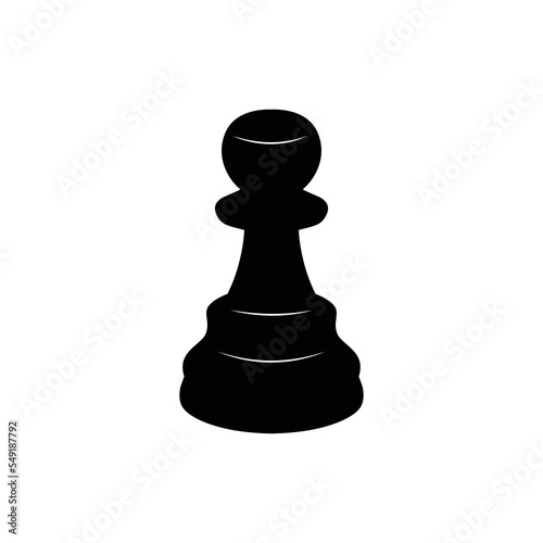 Chess Pawn Silhouette. Black and White Icon Design Elements on Isolated White Background
