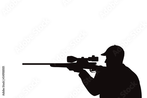 Vector silhouette of hunter with gun.