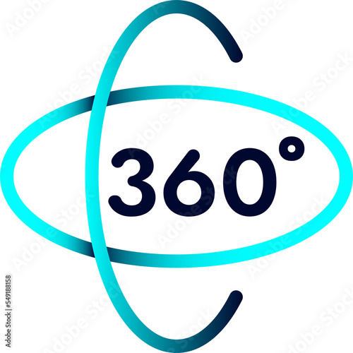 360 degree and rotation icon.