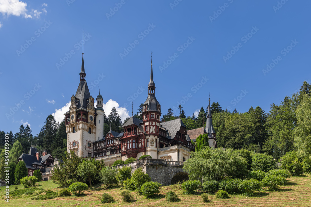 Grand palatial alpine Peles Castle (Castelul Peles) combines different features of classic European styles, mostly following Italian elegance and German aesthetics along Renaissance lines. Romania