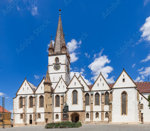 Lutheran Cathedral of Saint Mary (Biserica Evanghelica) has a tower of height of 73 meters, which is the tallest in Transylvania, Sibiu, Romania 