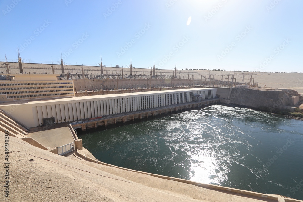 The high dam of Aswan and Egyptian-Soviet Friendship Monument