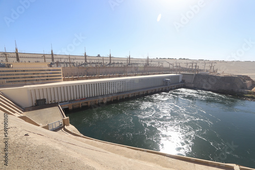 The high dam of Aswan and Egyptian-Soviet Friendship Monument