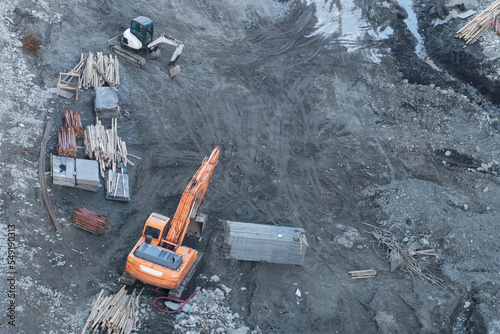 excavator at construction site,construction machinery