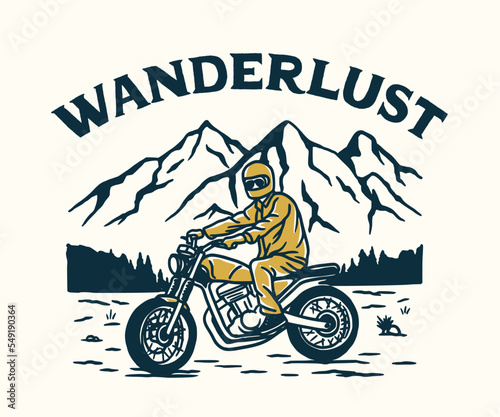 Vintage Motorcycle Adventure, Motocross Club. Hand drawn Vector illustration