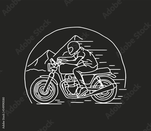 Vintage Motorcycle Adventure, Motocross Club. Hand drawn Vector illustration