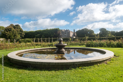 fountain of the Ardgillan Demesne during sunny day in autumn, in Southern Ireland