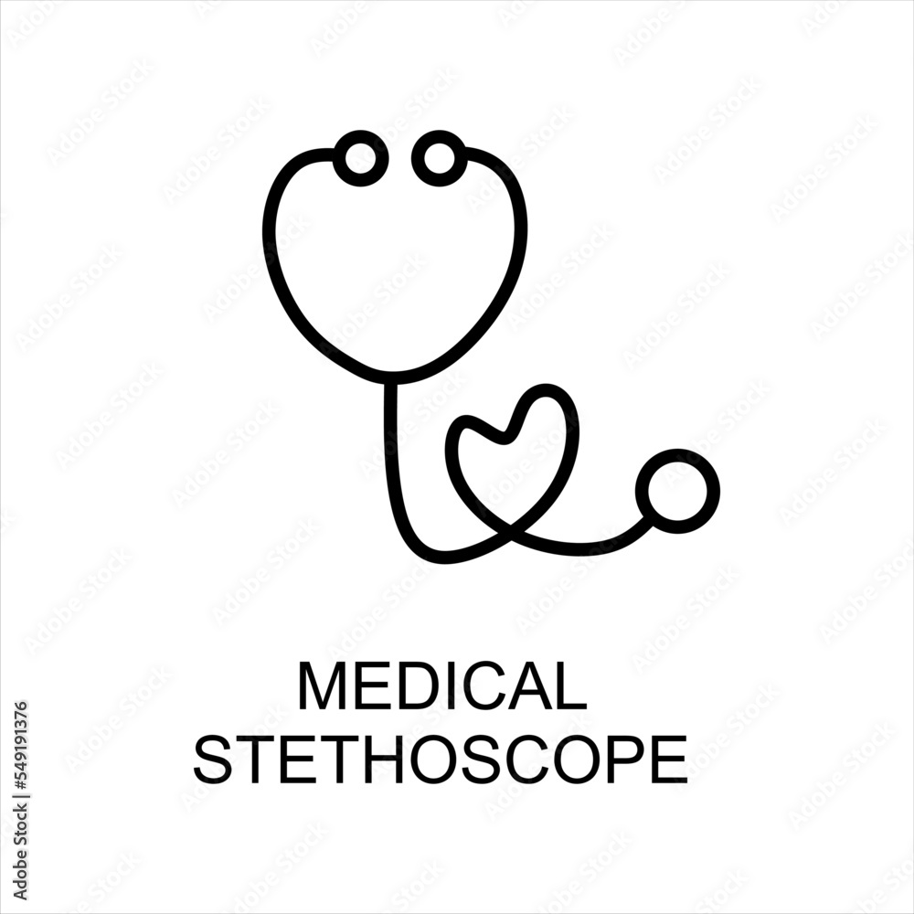 Obraz premium Stethoscope icon, design inspiration vector template for interface and any purpose. Medical stethoscope line art icon. vector eps10