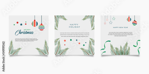 Christmas and new year Post Feed Template For Social Media , marketing, greeting card, sale, web,etc .