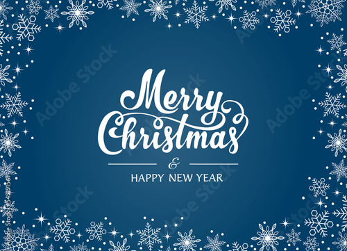 blue christmas background with snowflakes  merry christmas card 