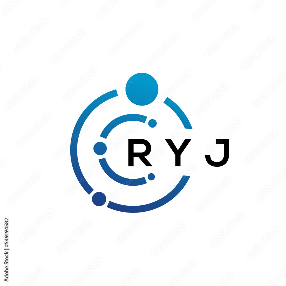 RYJ letter technology logo design on white background. RYJ creative initials letter IT logo concept. RYJ letter design. RYJ letter technology logo design on white background. RYJ creative initials letter IT logo concept. RYJ letter design.
