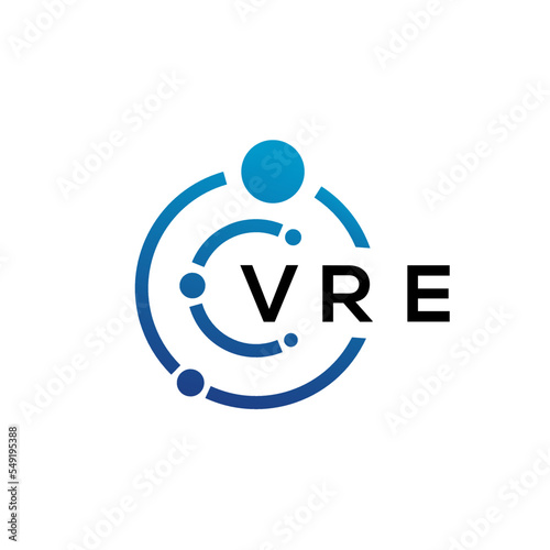 VRE letter technology logo design on white background. VRE creative initials letter IT logo concept. VRE letter design.