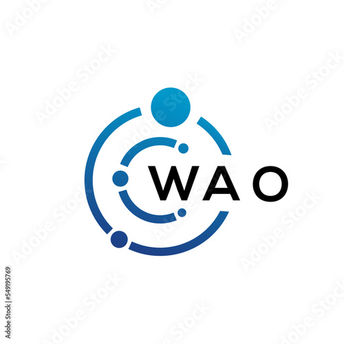 WAO letter technology logo design on white background. WAO creative initials letter IT logo concept. WAO letter design. photo