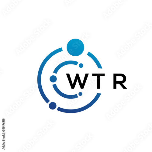 WTR letter technology logo design on white background. WTR creative initials letter IT logo concept. WTR letter design.