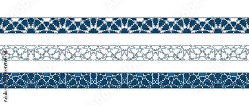 Set of borders of Islamic pattern for Ramadan greetings cards and templates. Vector illustration.