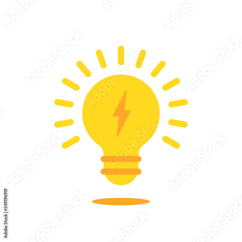 yellow cartoon light bulb with lightning icon