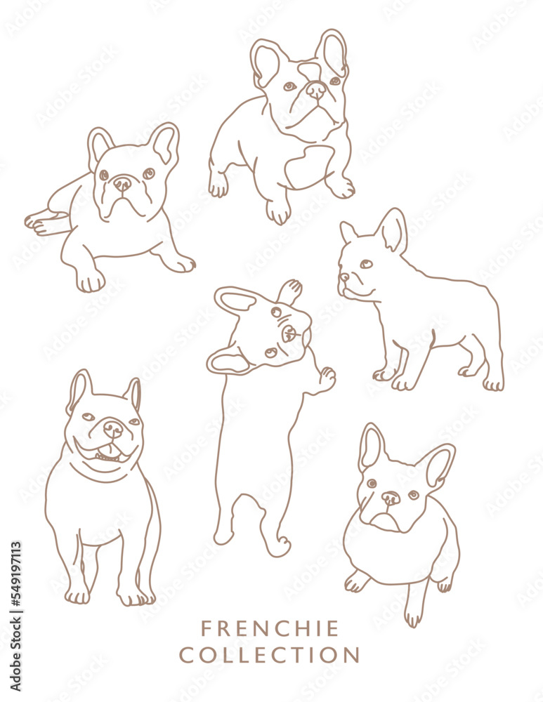 French Bulldog Outline Illustrations in Various Poses 2 French Bulldog Outline Illustrations in Various Poses 2