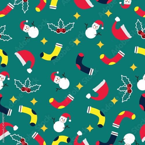 Merry Christmas seamless repeating pattern vector design.